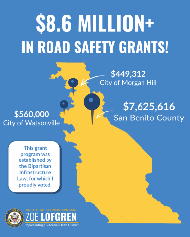 Graphic of CA-18 and dollar distribution of road safety grants