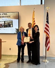 Rep. Lofgren and Rep. Liccardo presenting a commendation