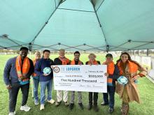 Rep. Lofgren presenting check to Salinas Regional Soccer Complex 